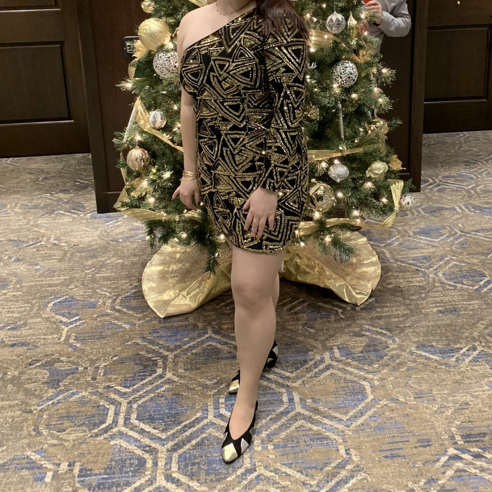Black and Gold Mini Dress